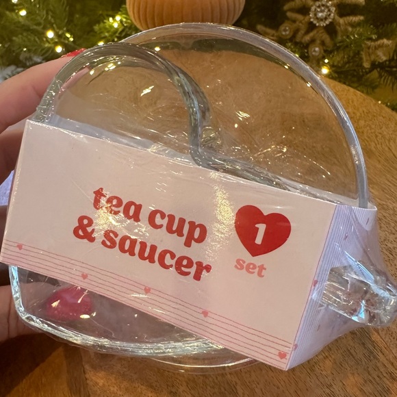 Target playground dollar spot heart shaped mug coffee tea glass saucer Valentine - Picture 7 of 10